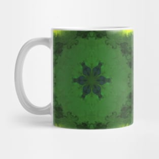 Psychedelic Mandala Flower Yellow Green and Pink Mug